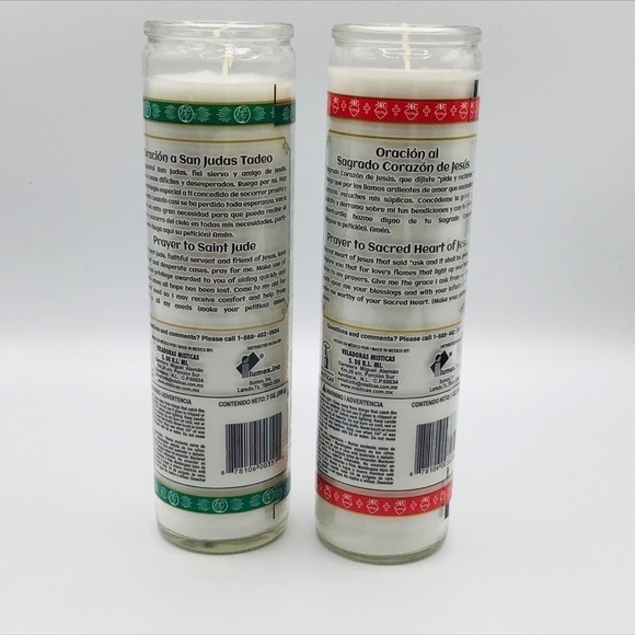 New Set of 2 Candles Religious Pillar Prayer Jesus Saint Jude Sacred H… - Picture 5 of 7